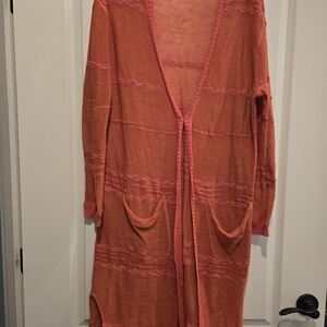 Free People Orange long Cardigan